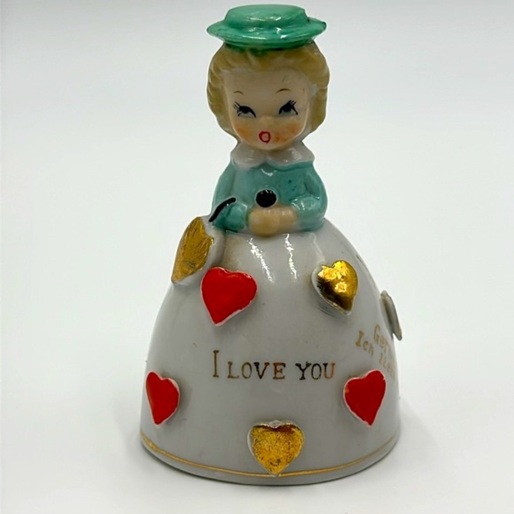 Vintage I love you Foreign Language Girl Bell